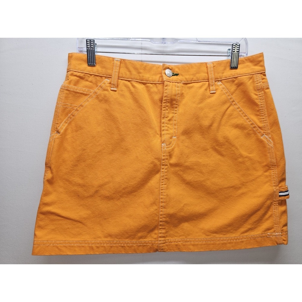 VTG 90s Tommy Hilfiger Jeans Carpenter Denim Mini Skirt Womens 11 Orange Canvas